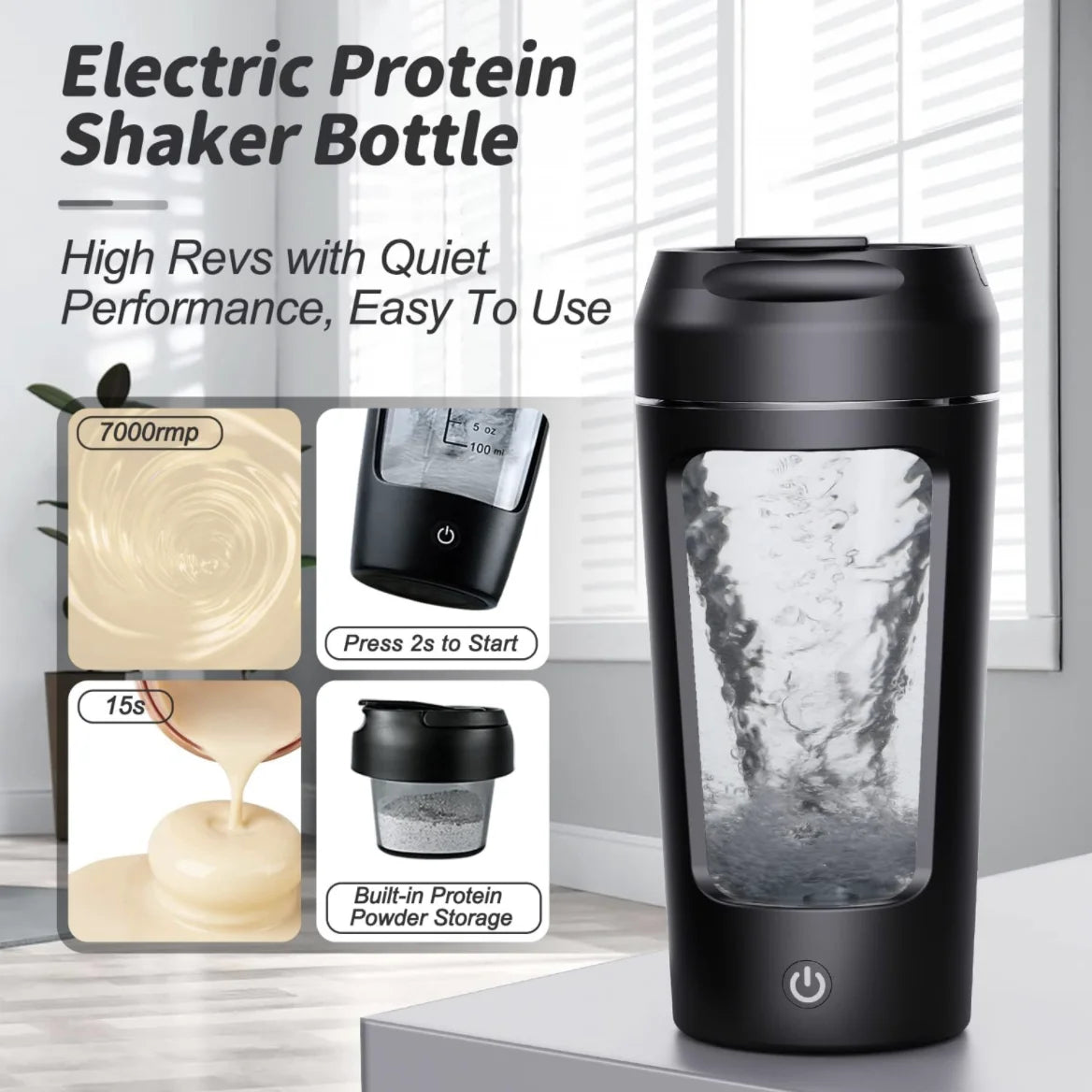 Electric Protein Shaker Bottle | USB Rechargeable Mixer